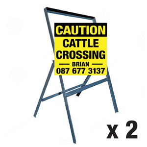 Caution Cattle Crossing Signs on Steel Frame for Brian