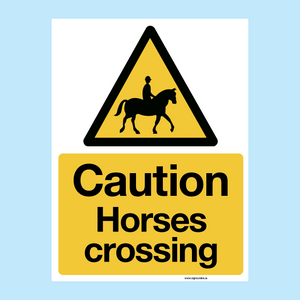 Caution Horses Crossing sign, made and sold by www.signsonline.ie.  Available o buy n line for speedy delivery