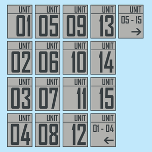 Storage Unit Numbers 1 - 15