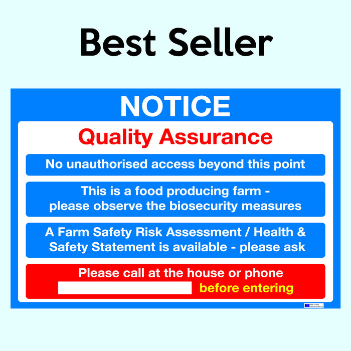 Farm Quality Assurance Sign. Text only (No icons)