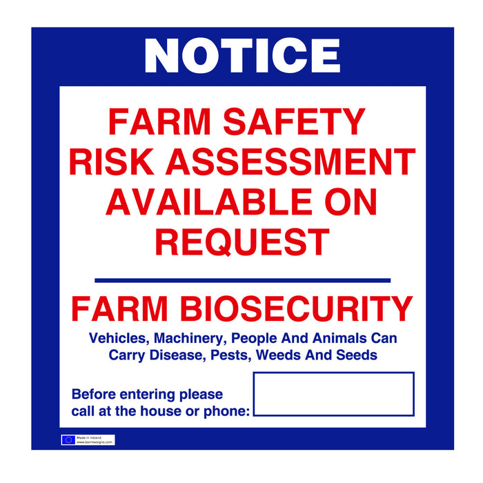 Farm Risk Assesment and Biosecurity Sign